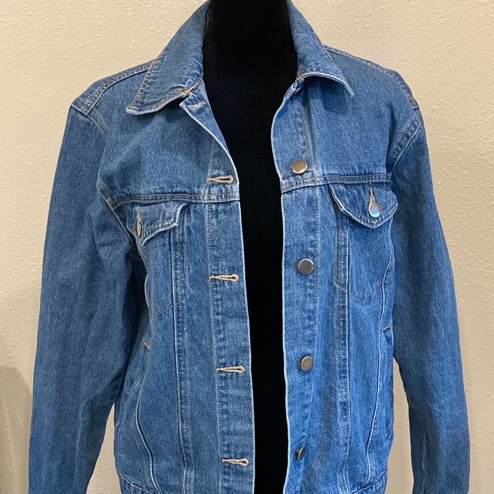 boohoo Blue Jean Jacket  US Size 8  Adjustable Waist 4  Pockets Casual UK Sz 4